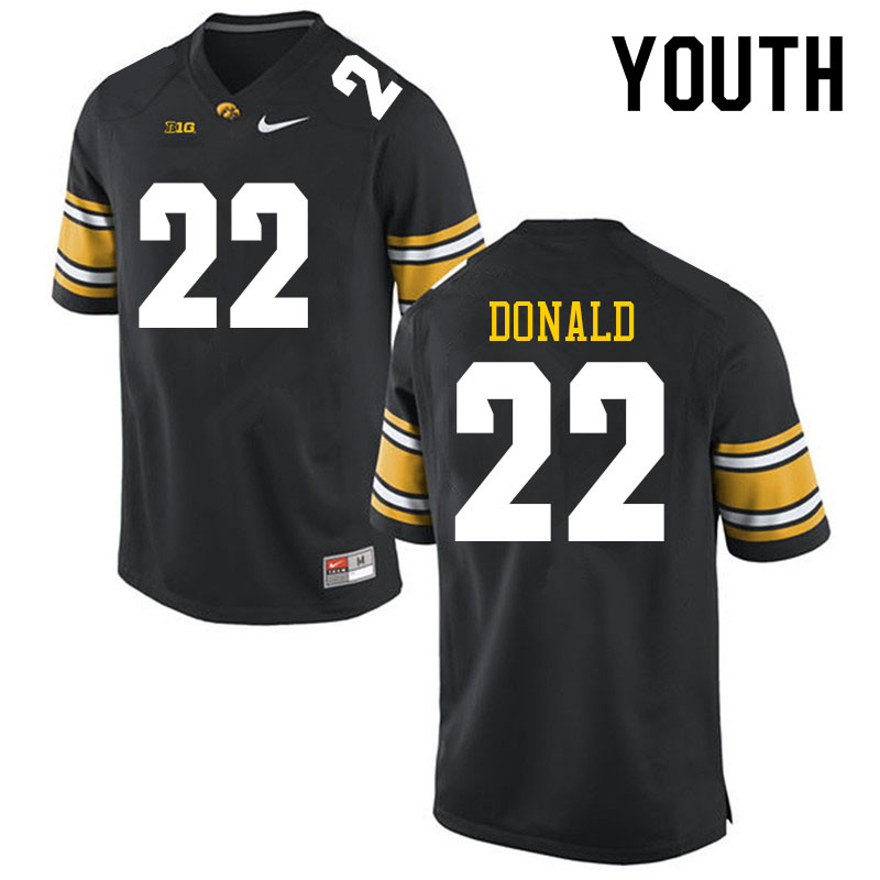 Youth #22 Nolan Donald Iowa Hawkeyes College Football Jerseys Sale-Black - Click Image to Close